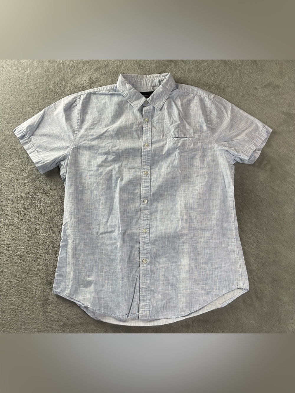Structure SLIM FIT Shirt Men's Large Light Blue White Button Front Short Sleeve